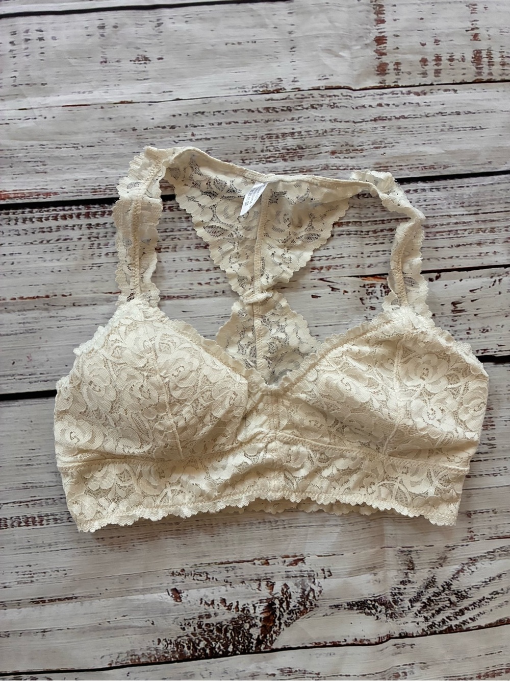 Lace Racerback Bralette in Cream